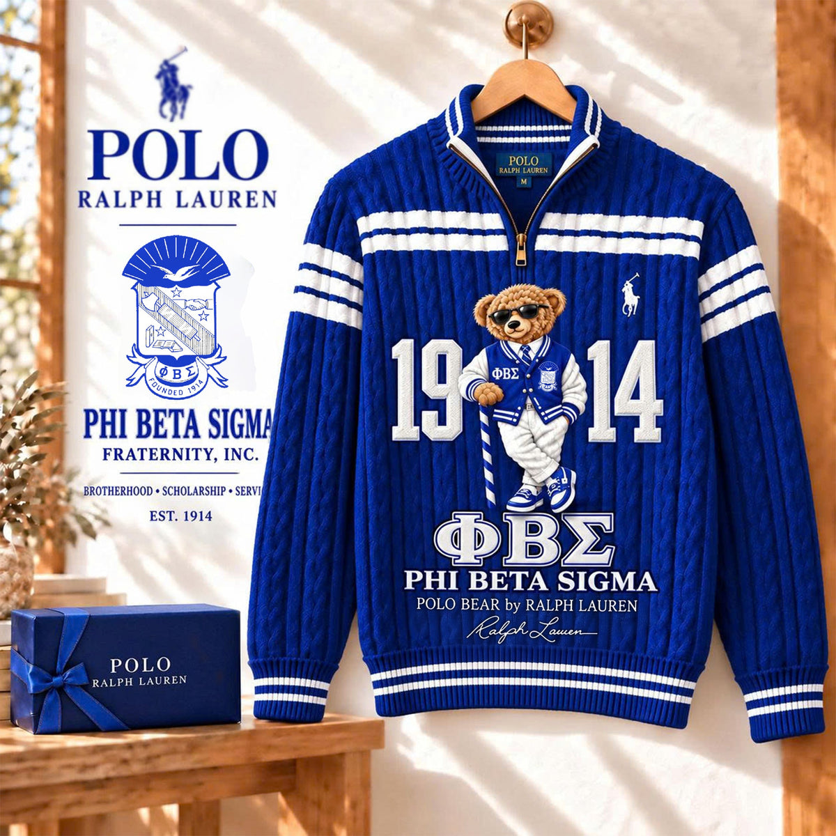 Premium Varsity Cable-Knit Quarter-Zip Sweater ALK YPT PBS 3010261