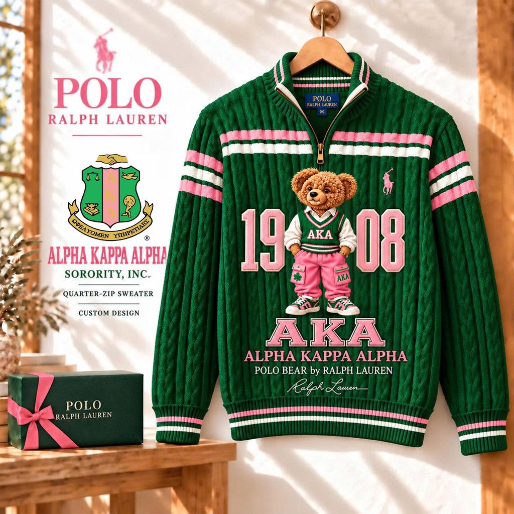 Premium Varsity Cable-Knit Quarter-Zip Sweater ALK YPT AKA 3010262