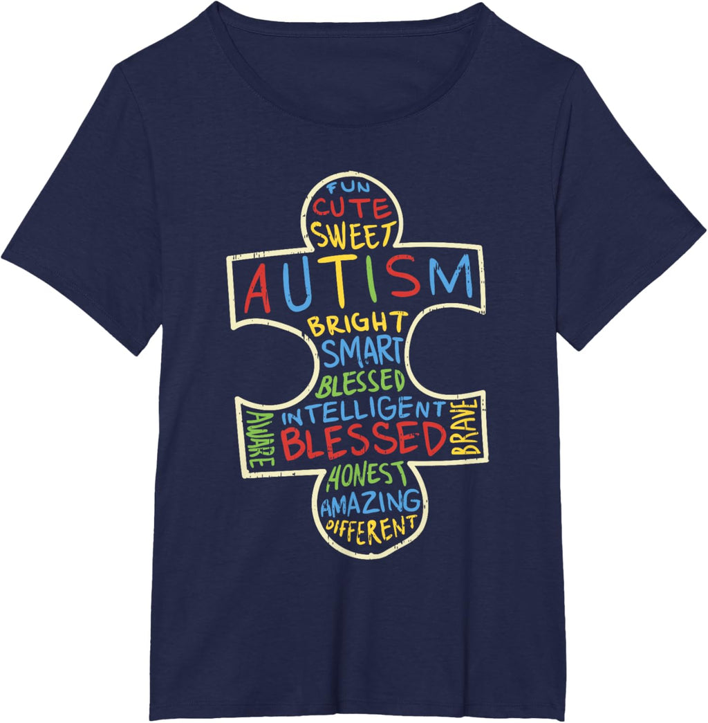 Autism Awareness Shirt Puzzle Piece Words Autistic Gift