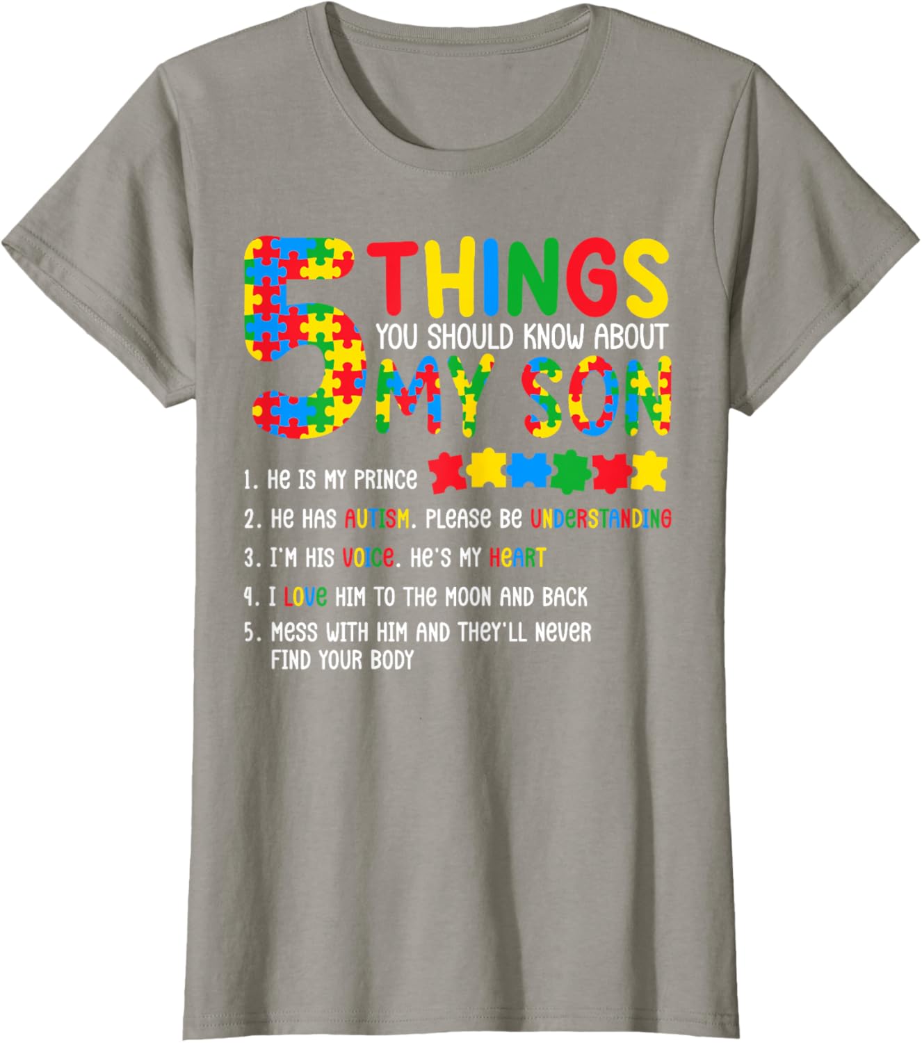 Autism Awareness Shirt 5 Things You Should Know About My Son