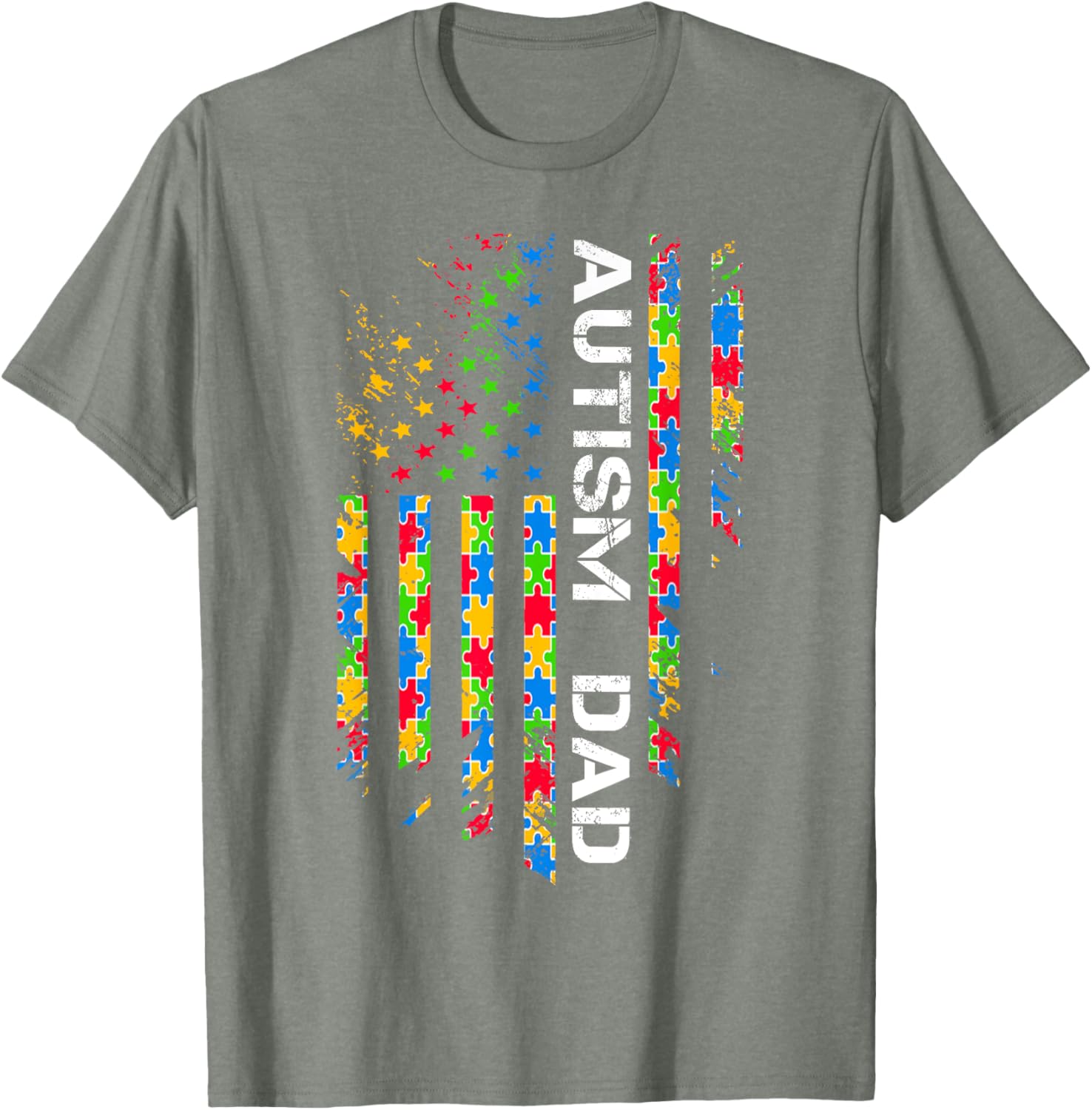 Autism Dad Awareness American Flag USA