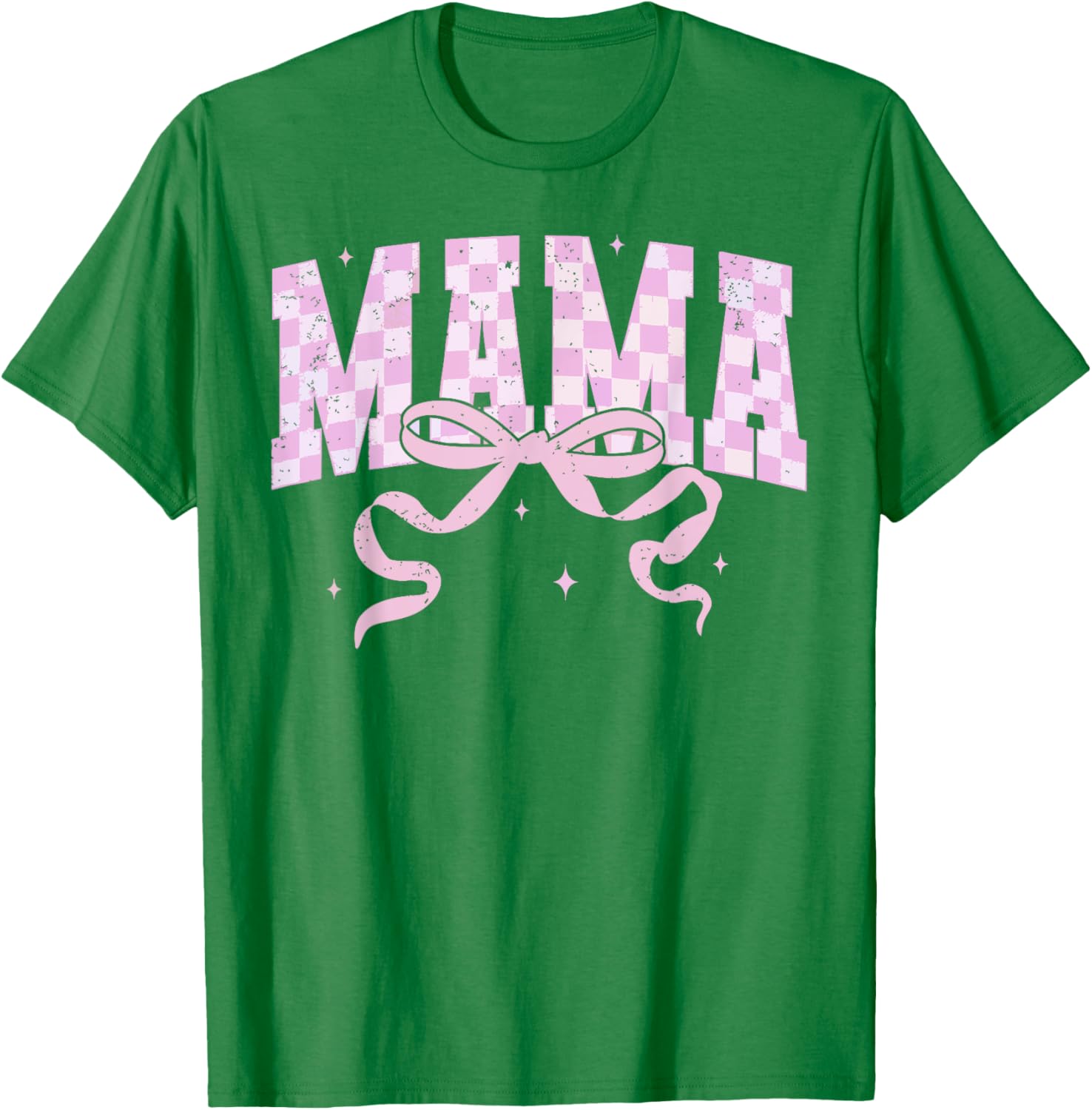 Retro Checkered Mama Coquette Mother's Day Pink Bow