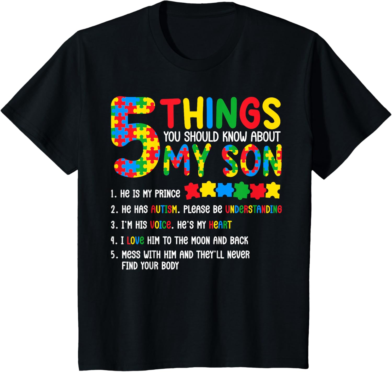 Autism Awareness Shirt 5 Things You Should Know About My Son