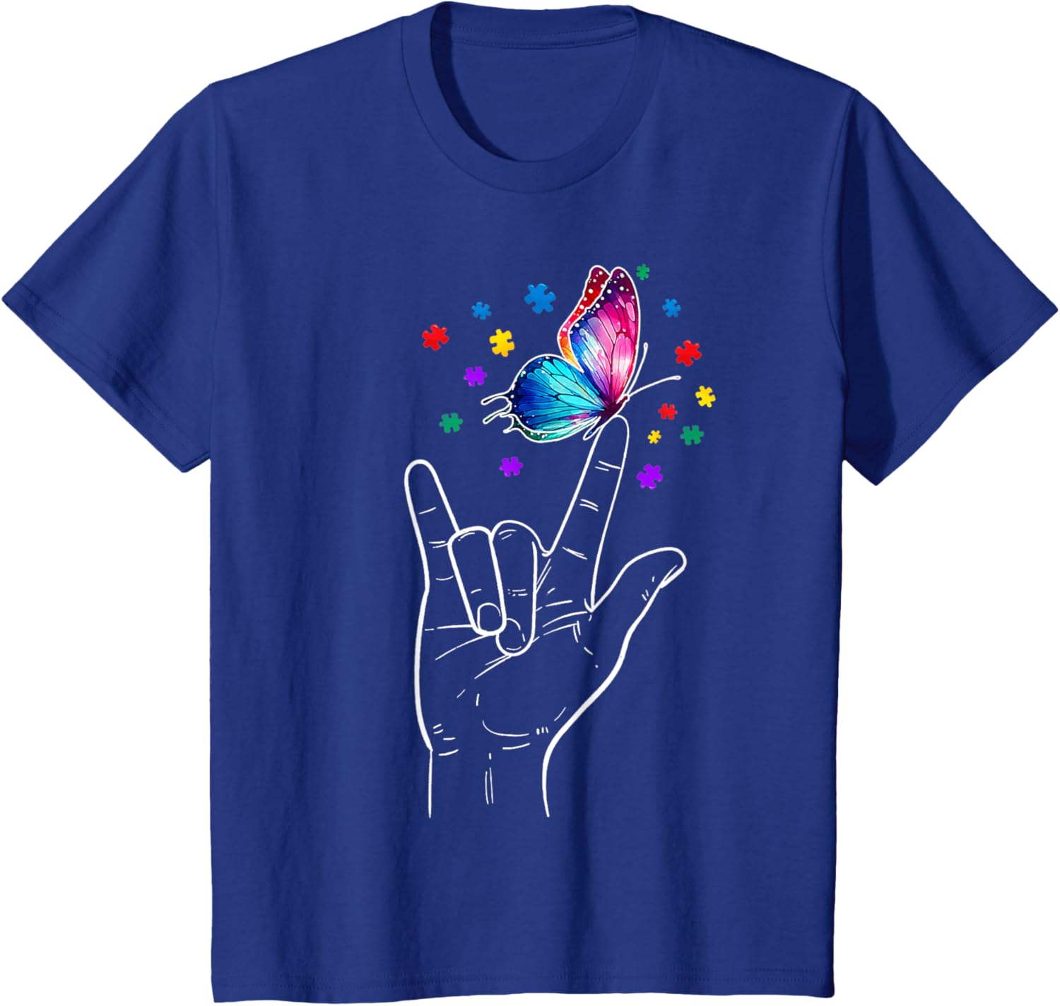I Love You Hand Sign Language Butterfly Autism Awareness