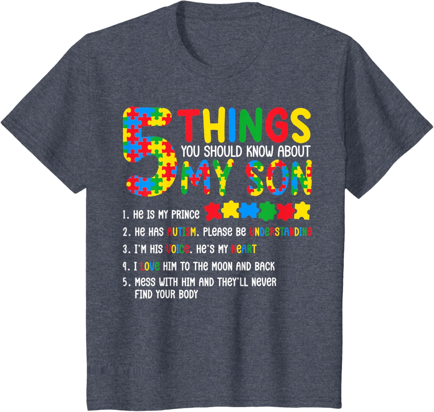 Autism Awareness Shirt 5 Things You Should Know About My Son