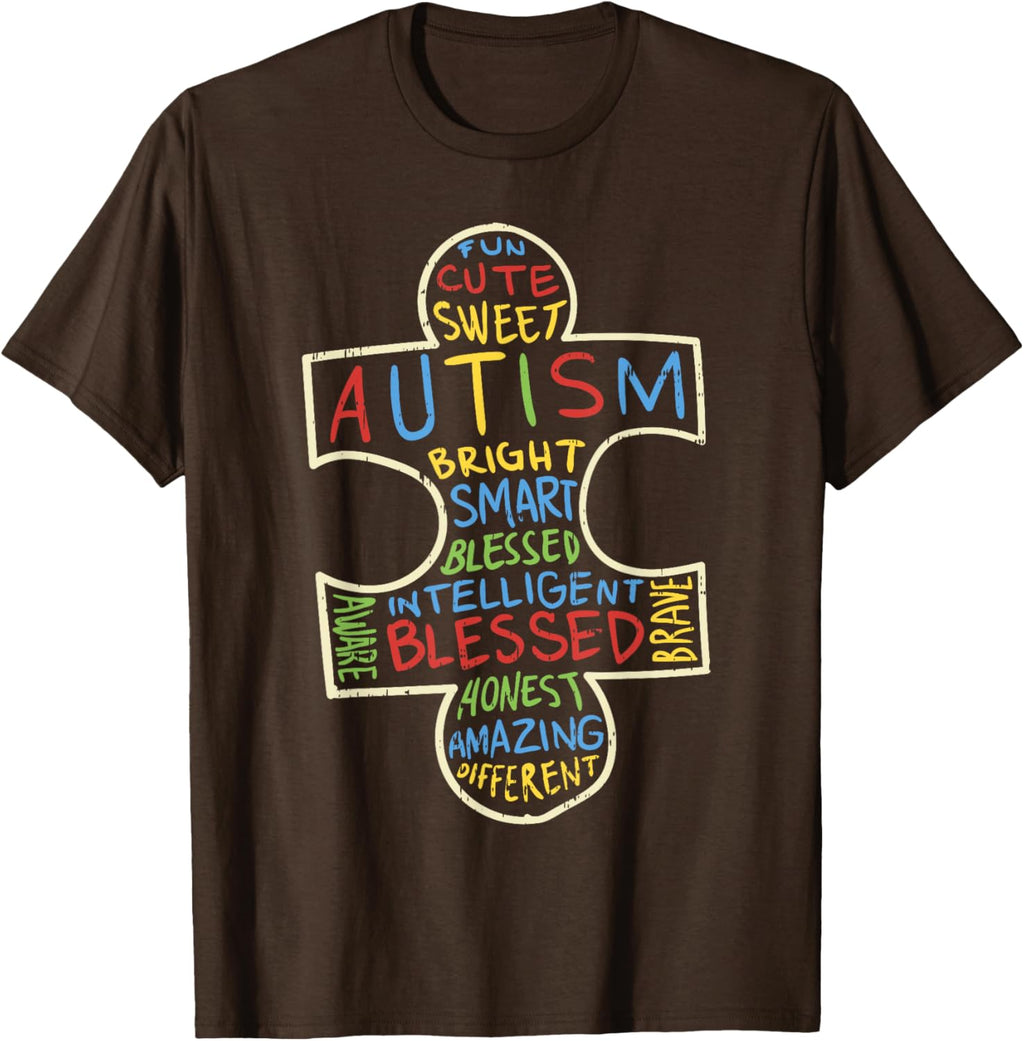 Autism Awareness Shirt Puzzle Piece Words Autistic Gift
