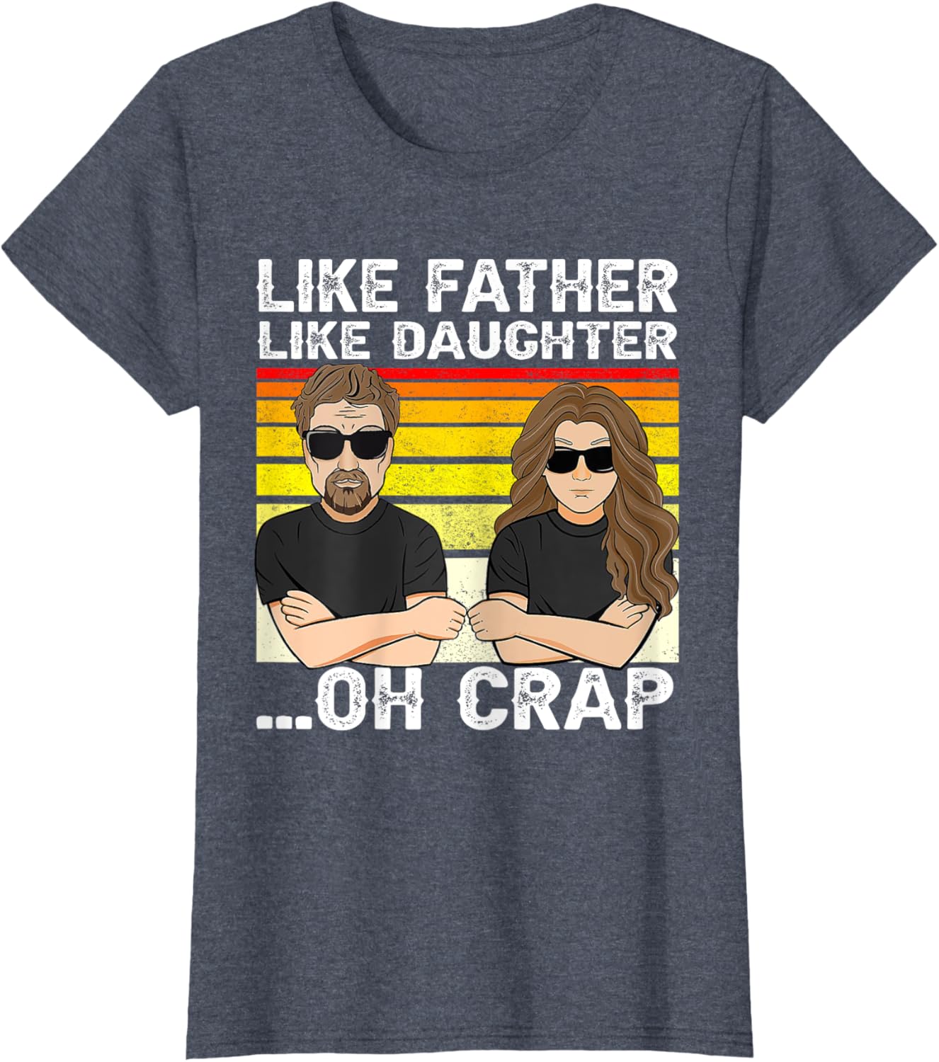 Vintage Retro Dad and Daughter Family Matching Tee - Like Father Like Daughter Oh Crap - Funny Fathers Day T-Shirt - Black - Women's - Small - Short Sleeve - Cotton 100%