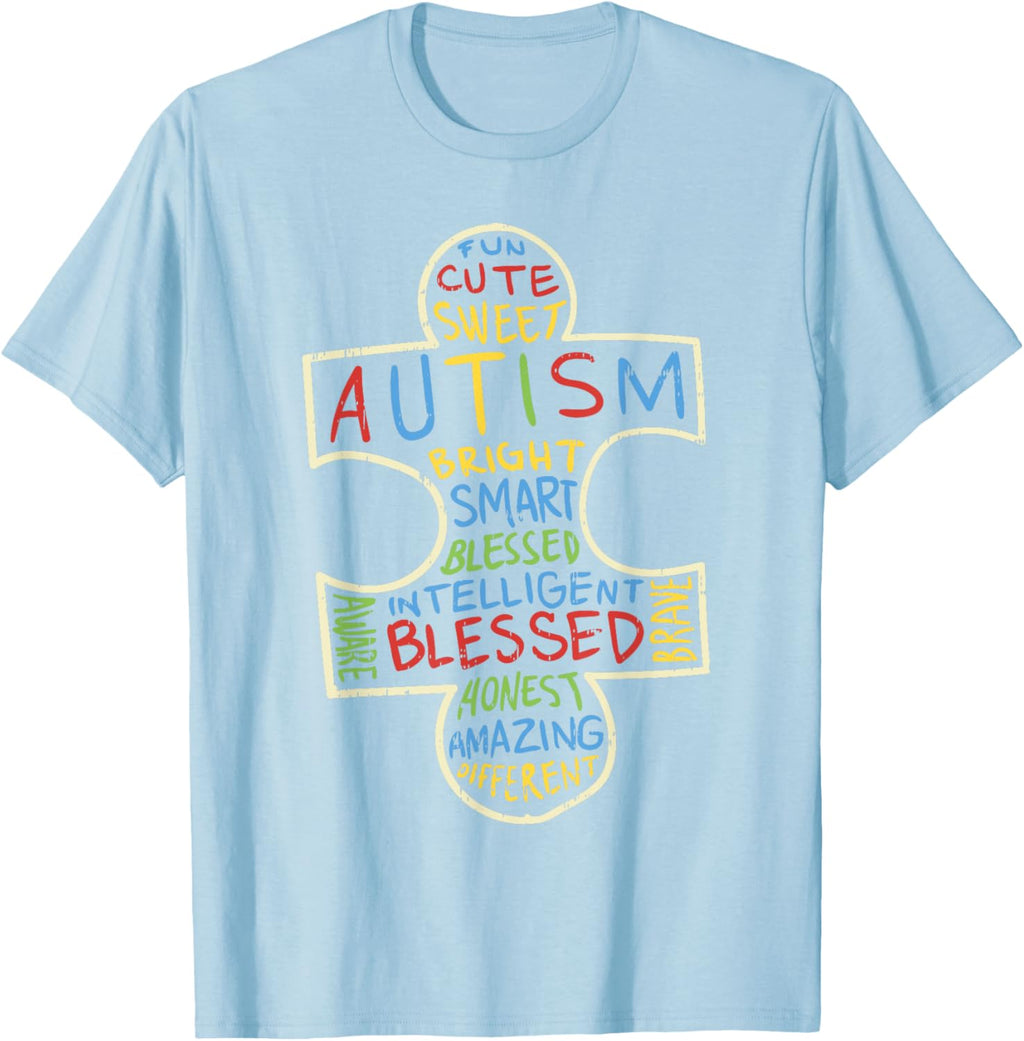 Autism Awareness Shirt Puzzle Piece Words Autistic Gift