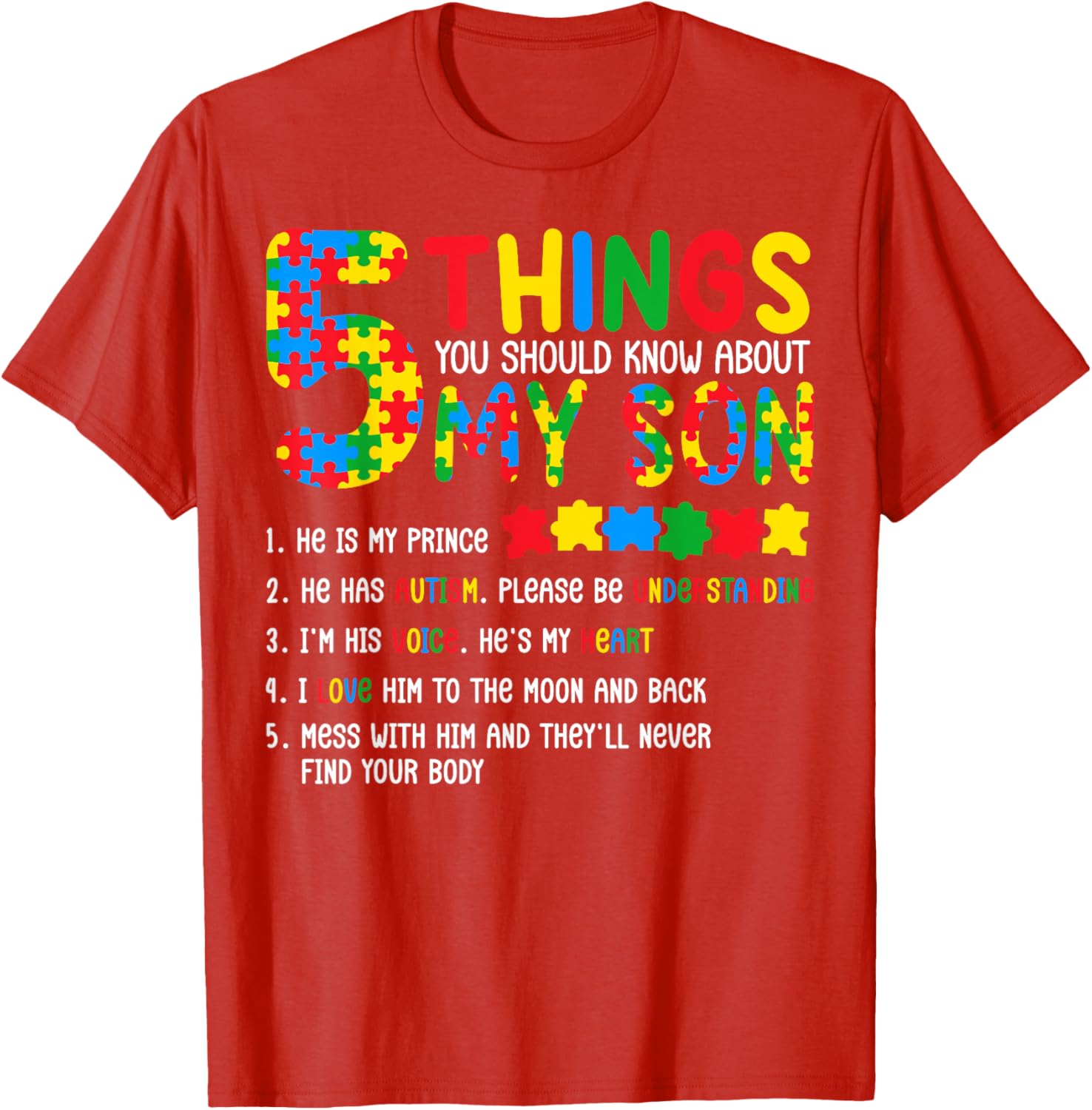 Autism Awareness Shirt 5 Things You Should Know About My Son
