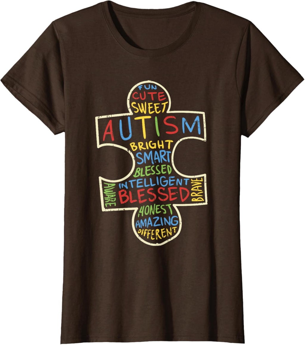 Autism Awareness Shirt Puzzle Piece Words Autistic Gift
