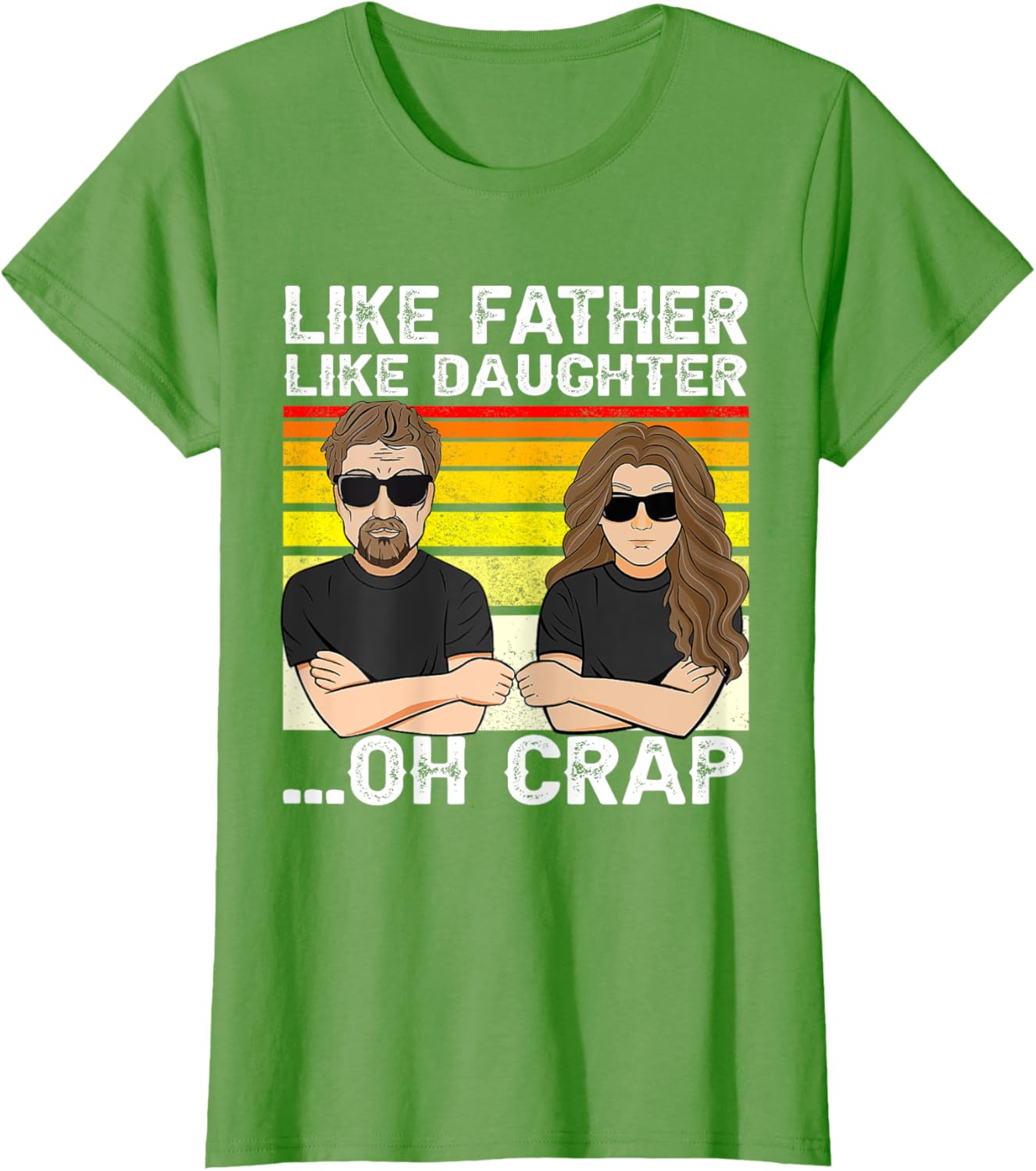 Vintage Retro Dad and Daughter Family Matching Tee - Like Father Like Daughter Oh Crap - Funny Fathers Day T-Shirt - Black - Women's - Small - Short Sleeve - Cotton 100%
