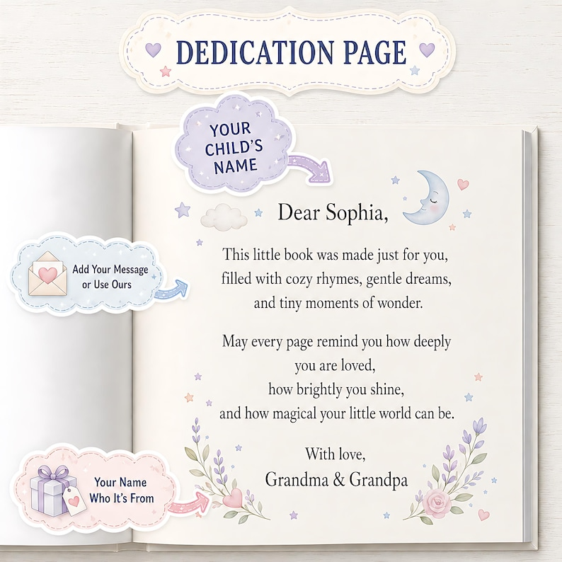 Personalized Nursery Rhymes Book, Custom Baby Name Bedtime Story, Baby Shower Gift for Boy or Girl, First Birthday Keepsake Hardcover Book